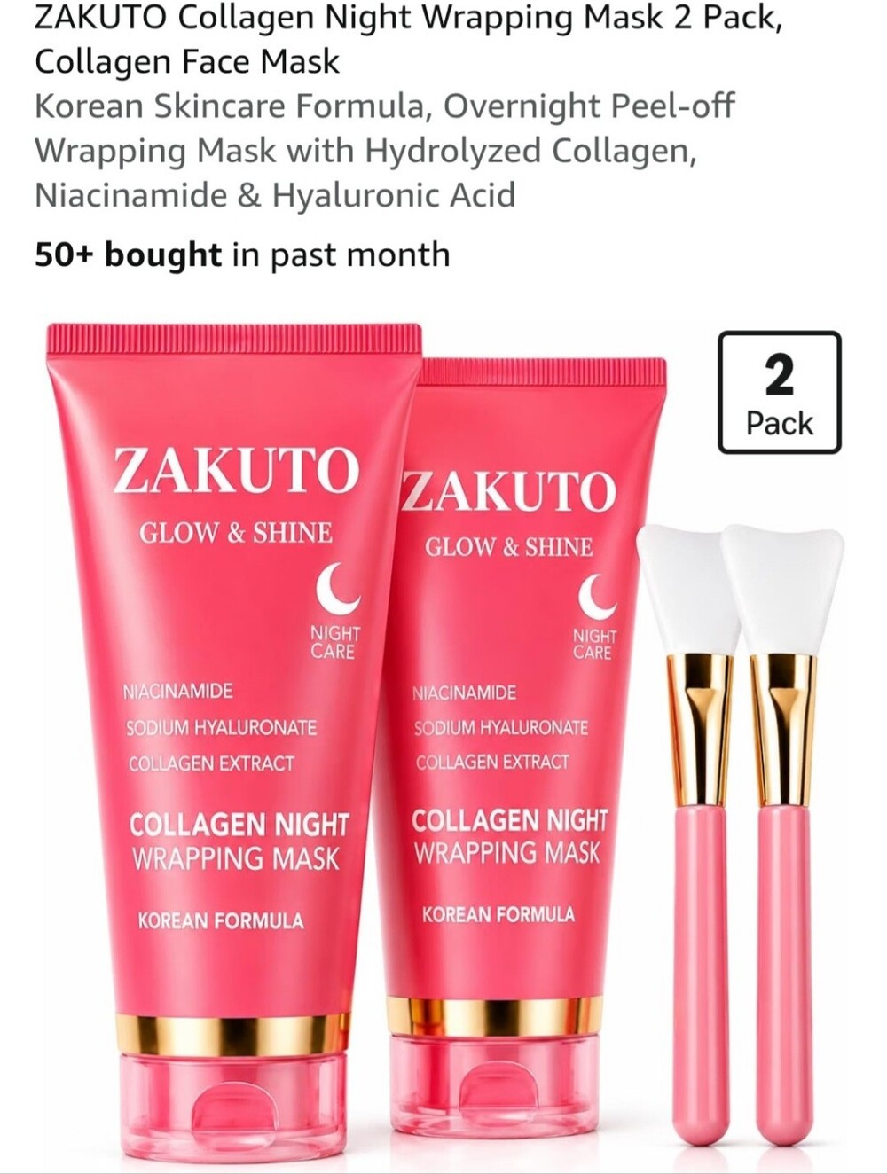 Glow & Shine Collagen Night Wrapping Mask - Pink